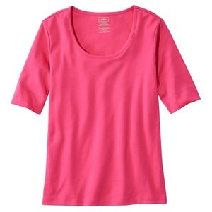 LL Bean Pima Cotton Tee. Elbow Sleeve Scoopneck